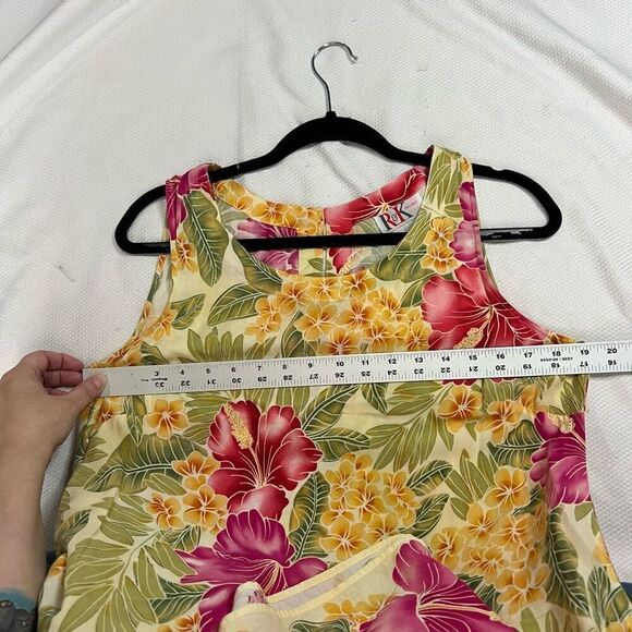 R&K Tropical Floral Sequin Detail Sleeveless Pullover Dress‎ 100% Rayon Sz 12 - Picture 6 of 6